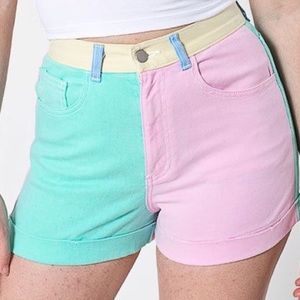 Color block pastel shorts
